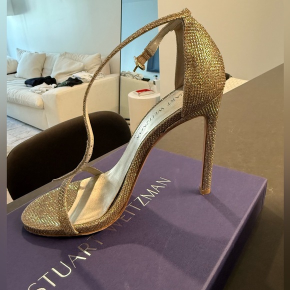 Stuart Weitzman Sandal Nudist Platinum Noir size 6 - Picture 2 of 8